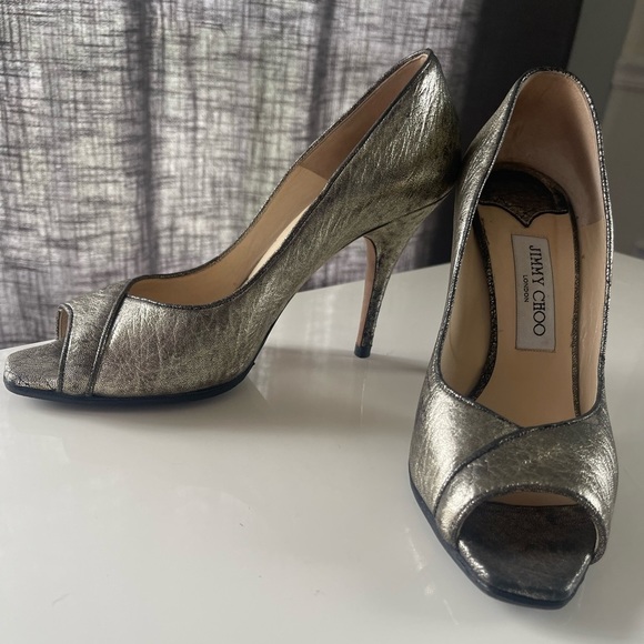 Jimmy Choo Shoes - Metallic Silver Jimmy Choo 4 inch Heels size 38.5 or 8